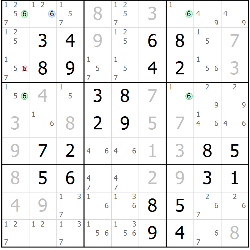 Position des candidats pour la solution de la Gr 37 page 40 du magazine de sudoku Virtuose n° 111