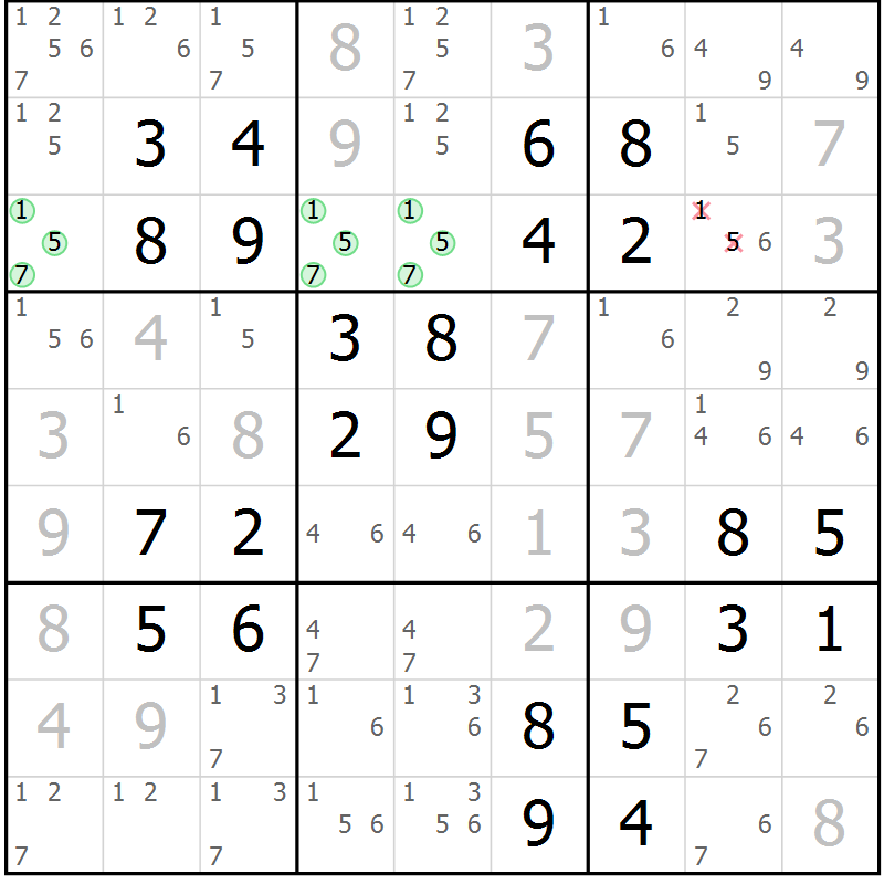 Position des candidats pour la solution de la Gr 37 page 40 du magazine de sudoku Virtuose n° 111