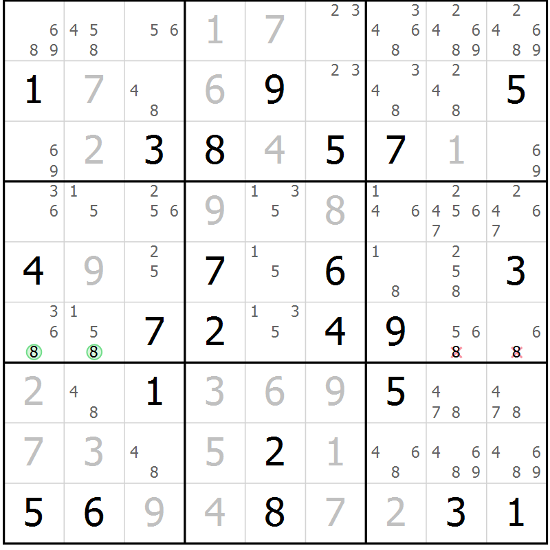 Position des candidats pour la solution de la Gr 38 page 41 du magazine de sudoku Virtuose n° 111