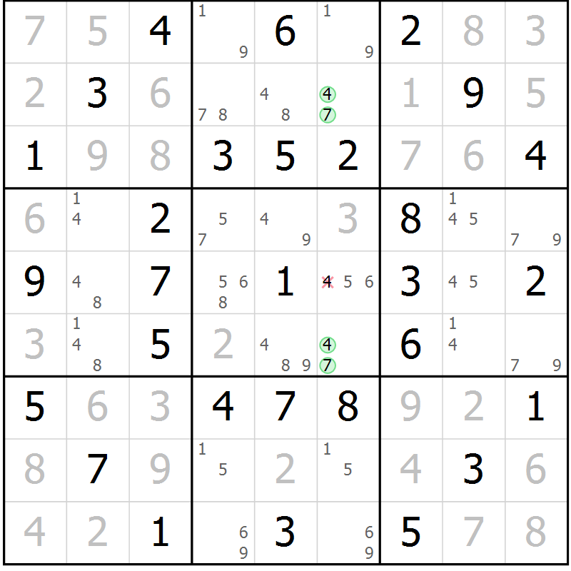 Position des candidats pour la solution de la Gr 39 page 42 du magazine de sudoku Virtuose n° 111