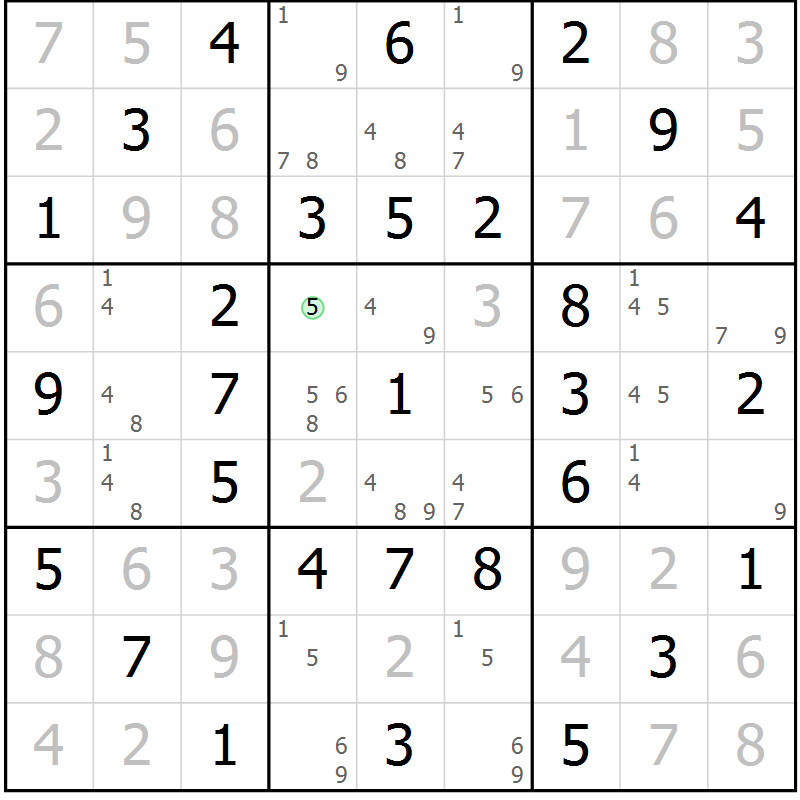 Position des candidats pour la solution de la Gr 39 page 42 du magazine de sudoku Virtuose n° 111