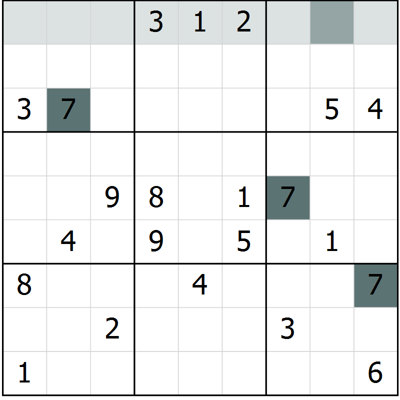 Position des candidats pour la solution de la Gr 4 page 7 du magazine de sudoku Virtuose n° 111