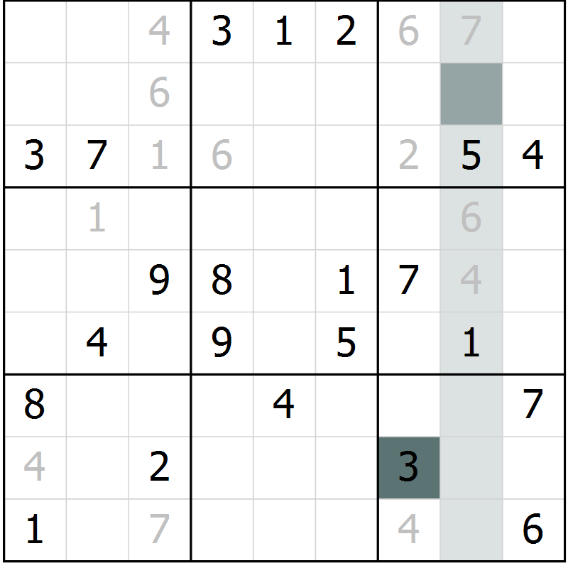 Position des candidats pour la solution de la Gr 4 page 7 du magazine de sudoku Virtuose n° 111