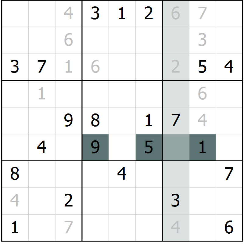 Position des candidats pour la solution de la Gr 4 page 7 du magazine de sudoku Virtuose n° 111