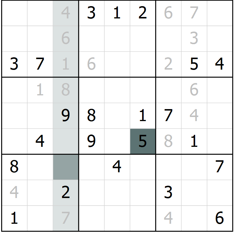 Position des candidats pour la solution de la Gr 4 page 7 du magazine de sudoku Virtuose n° 111