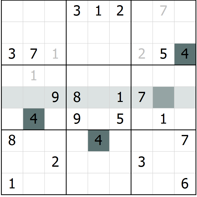Position des candidats pour la solution de la Gr 4 page 7 du magazine de sudoku Virtuose n° 111