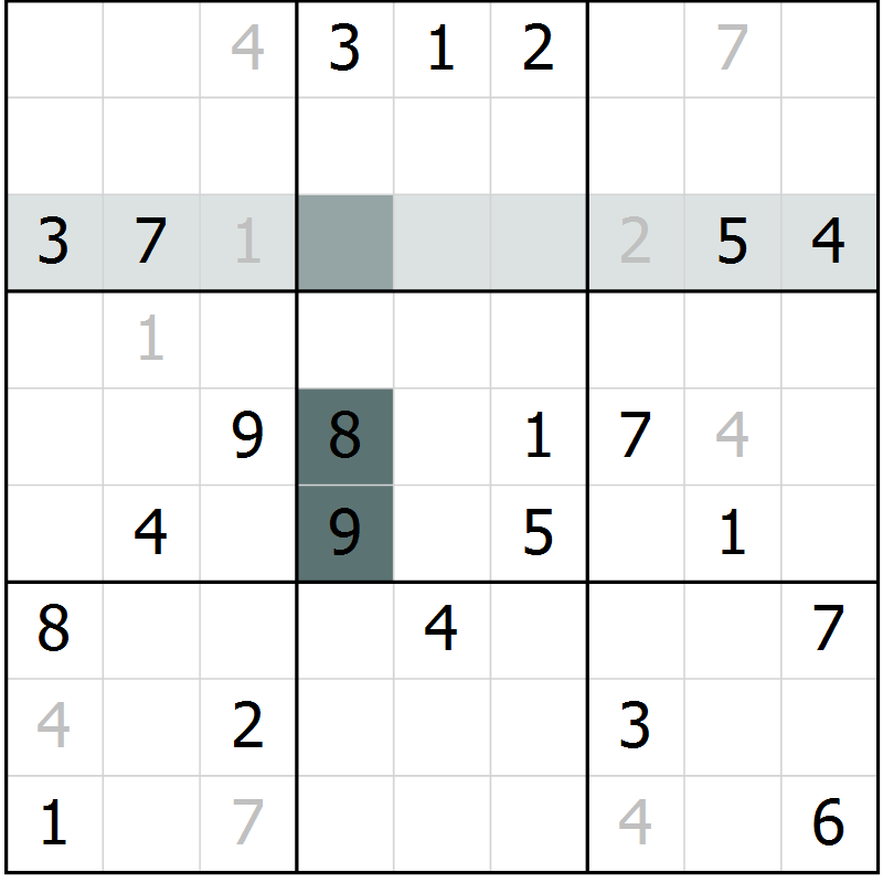 Position des candidats pour la solution de la Gr 4 page 7 du magazine de sudoku Virtuose n° 111
