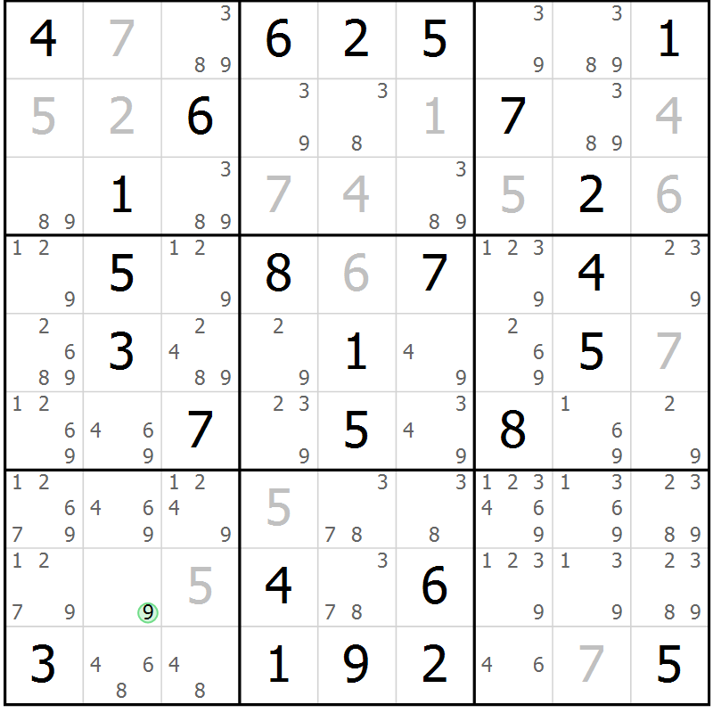 Position des candidats pour la solution de la Gr 41 page 44 du magazine de sudoku Virtuose n° 111