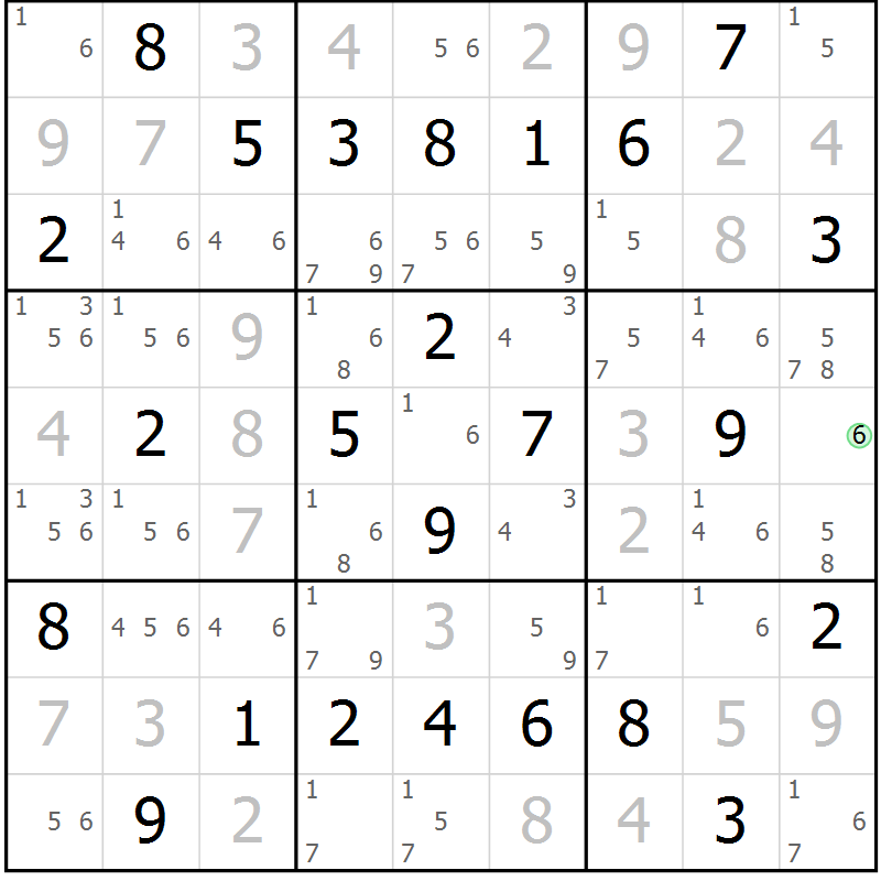 Position des candidats pour la solution de la Gr 43 page 46 du magazine de sudoku Virtuose n° 111
