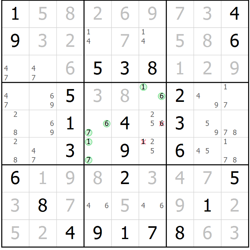 Position des candidats pour la solution de la Gr 44 page 47 du magazine de sudoku Virtuose n° 111