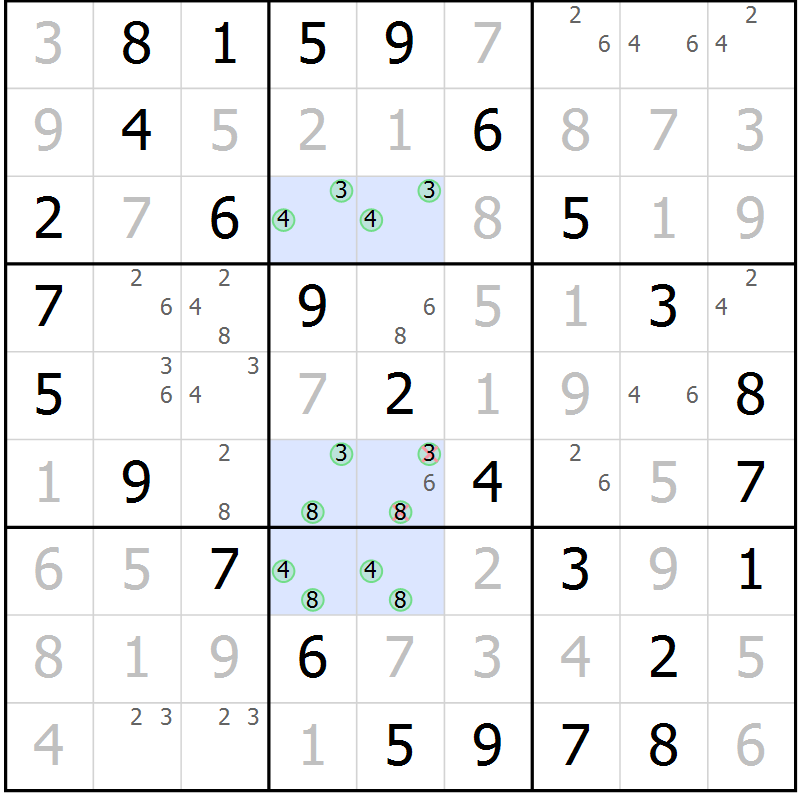 Position des candidats pour la solution de la Gr 46 page 49 du magazine de sudoku Virtuose n° 111