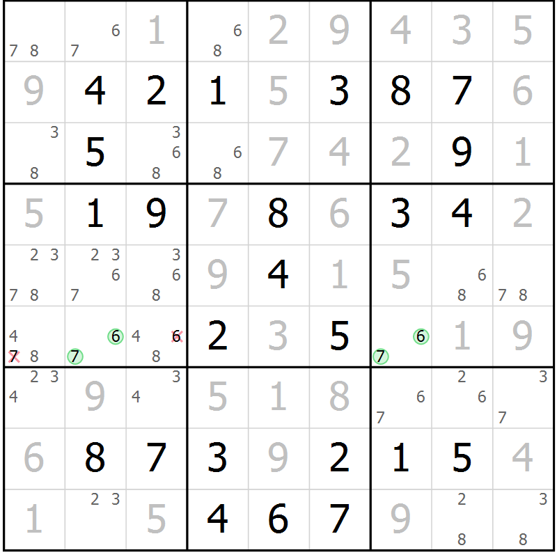 Position des candidats pour la solution de la Gr 47 page 50 du magazine de sudoku Virtuose n° 111
