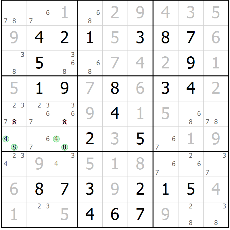 Position des candidats pour la solution de la Gr 47 page 50 du magazine de sudoku Virtuose n° 111