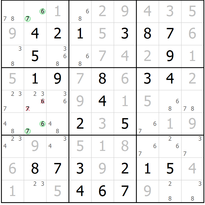 Position des candidats pour la solution de la Gr 47 page 50 du magazine de sudoku Virtuose n° 111