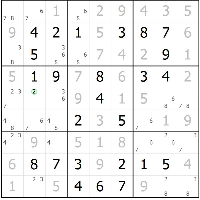 Position des candidats pour la solution de la Gr 47 page 50 du magazine de sudoku Virtuose n° 111