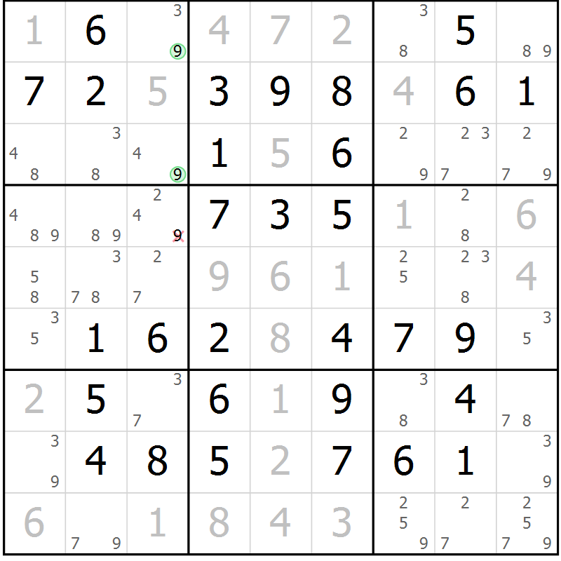 Position des candidats pour la solution de la Gr 48 page 51 du magazine de sudoku Virtuose n° 111