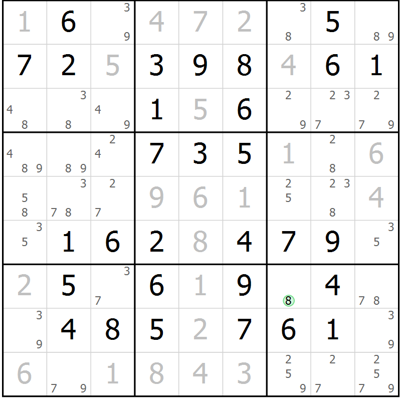 Position des candidats pour la solution de la Gr 48 page 51 du magazine de sudoku Virtuose n° 111