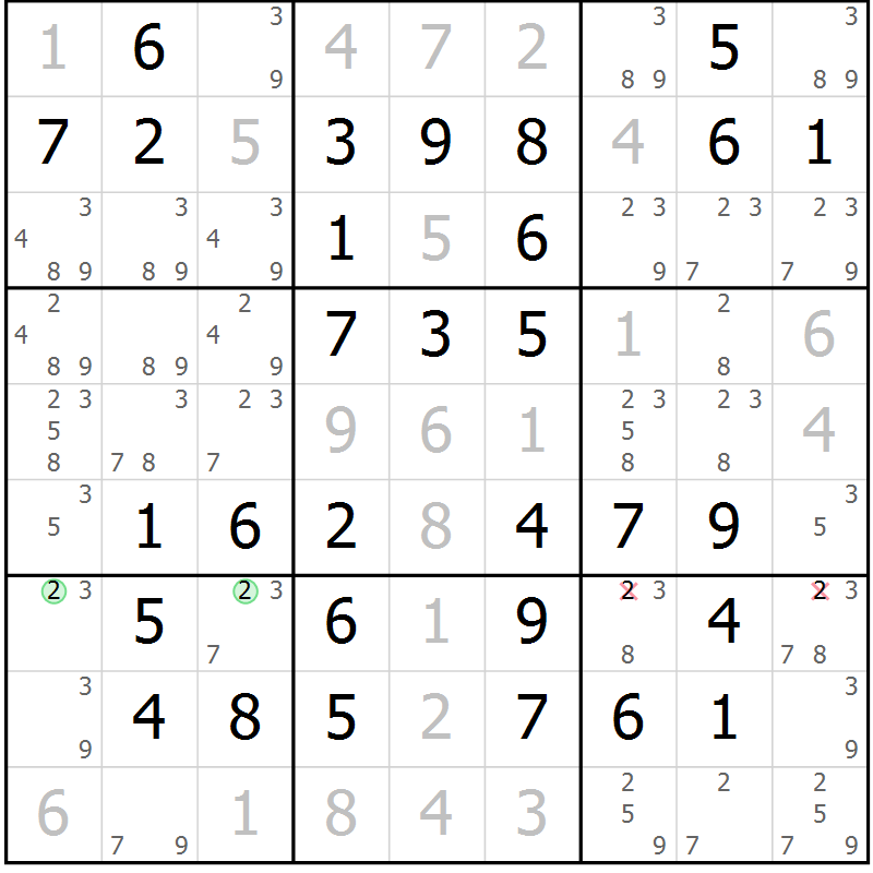 Position des candidats pour la solution de la Gr 48 page 51 du magazine de sudoku Virtuose n° 111