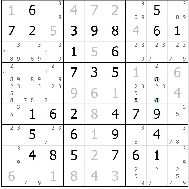 Position des candidats pour la solution de la Gr 48 page 51 du magazine de sudoku Virtuose n° 111