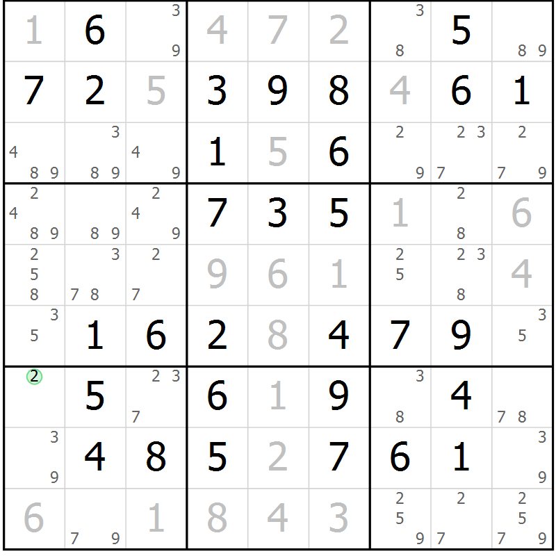 Position des candidats pour la solution de la Gr 48 page 51 du magazine de sudoku Virtuose n° 111