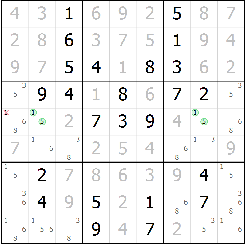 Position des candidats pour la solution de la Gr 49 page 52 du magazine de sudoku Virtuose n° 111