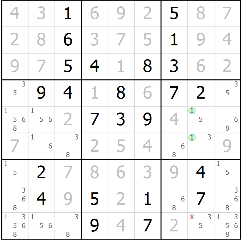 Position des candidats pour la solution de la Gr 49 page 52 du magazine de sudoku Virtuose n° 111