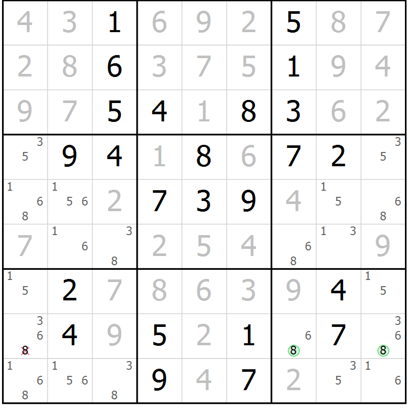 Position des candidats pour la solution de la Gr 49 page 52 du magazine de sudoku Virtuose n° 111