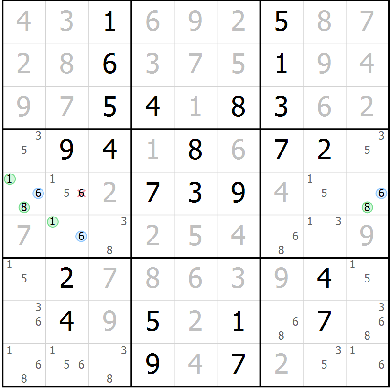 Position des candidats pour la solution de la Gr 49 page 52 du magazine de sudoku Virtuose n° 111