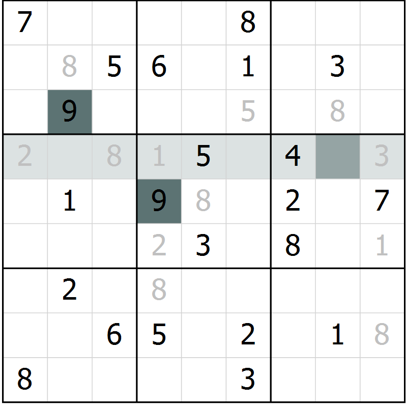 Position des candidats pour la solution de la Gr 5 page 8 du magazine de sudoku Virtuose n° 111