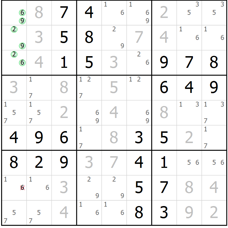 Position des candidats pour la solution de la Gr 50 page 53 du magazine de sudoku Virtuose n° 111