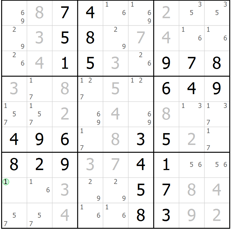 Position des candidats pour la solution de la Gr 50 page 53 du magazine de sudoku Virtuose n° 111
