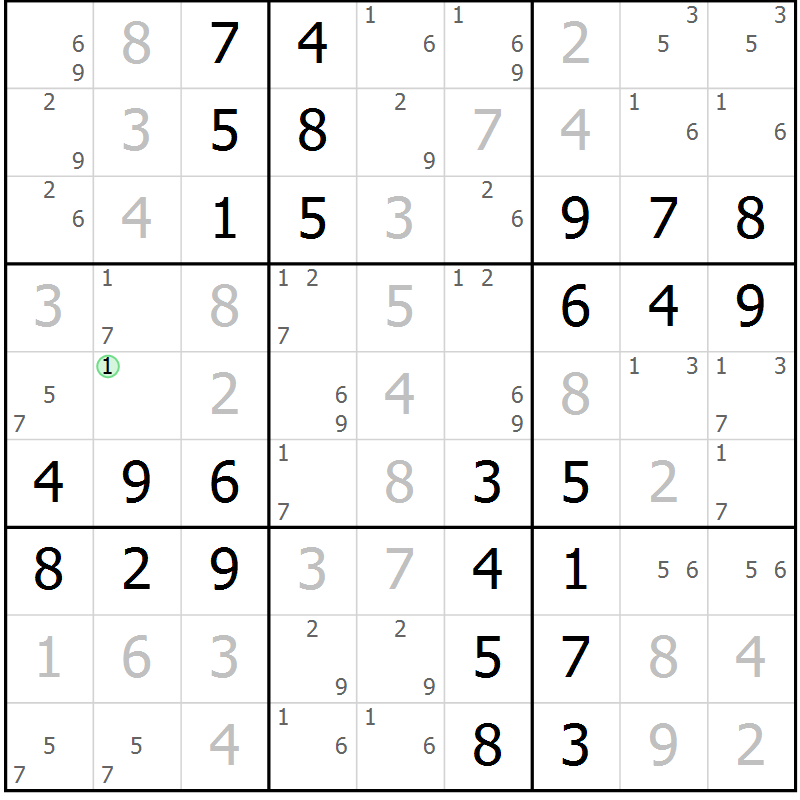 Position des candidats pour la solution de la Gr 50 page 53 du magazine de sudoku Virtuose n° 111