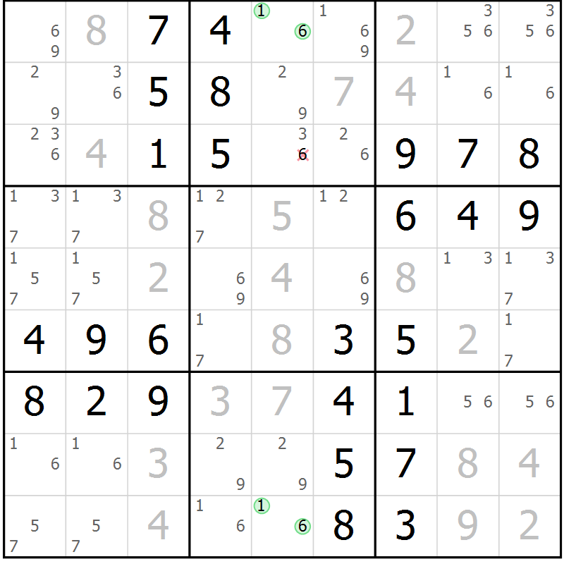 Position des candidats pour la solution de la Gr 50 page 53 du magazine de sudoku Virtuose n° 111
