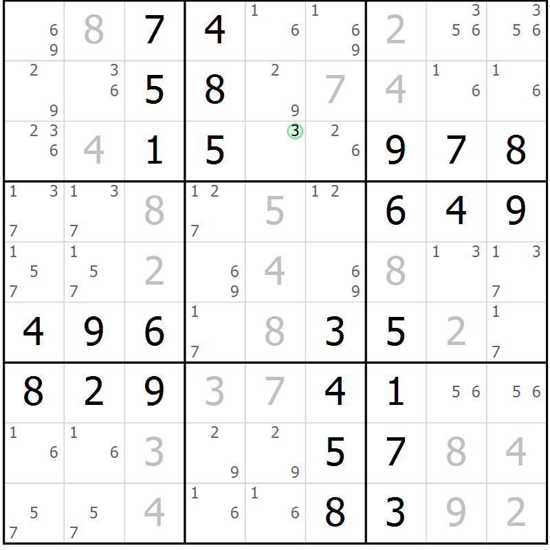 Position des candidats pour la solution de la Gr 50 page 53 du magazine de sudoku Virtuose n° 111