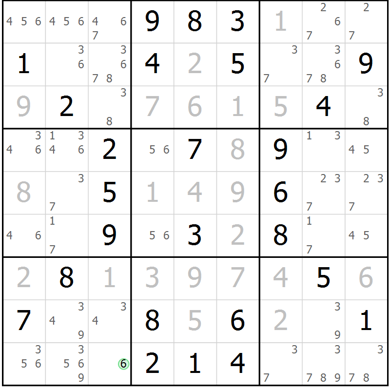 Position des candidats pour la solution de la Gr 53 page 56 du magazine de sudoku Virtuose n° 111