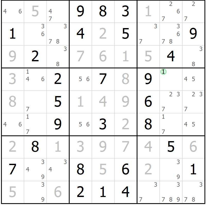 Position des candidats pour la solution de la Gr 53 page 56 du magazine de sudoku Virtuose n° 111