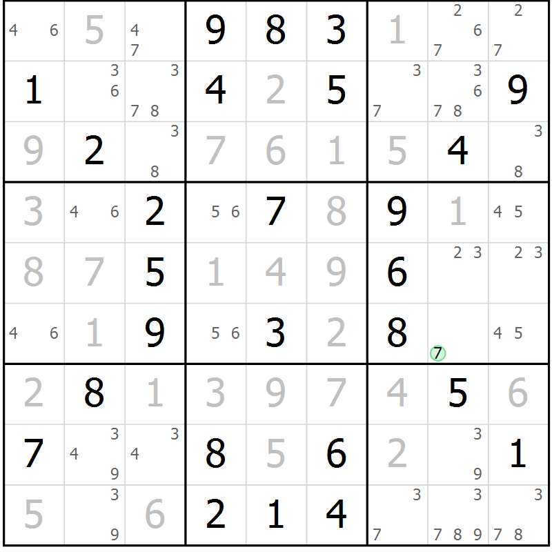 Position des candidats pour la solution de la Gr 53 page 56 du magazine de sudoku Virtuose n° 111