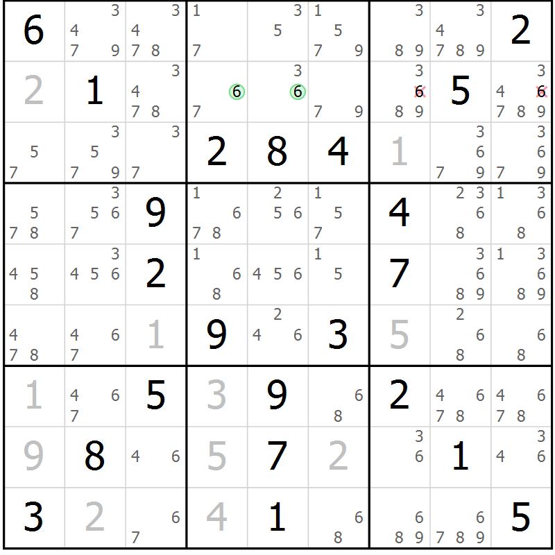Position des candidats pour la solution de la Gr 56 page 59 du magazine de sudoku Virtuose n° 111