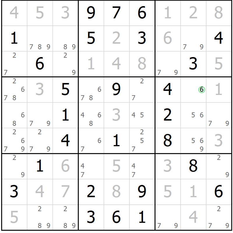 Position des candidats pour la solution de la Gr 58 page 61 du magazine de sudoku Virtuose n° 111