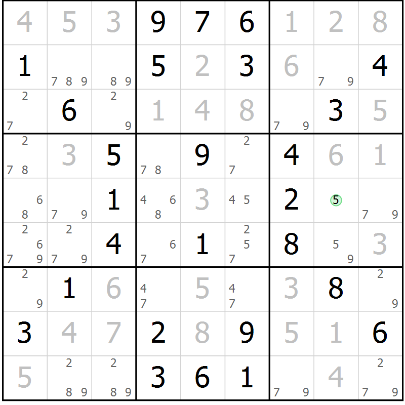 Position des candidats pour la solution de la Gr 58 page 61 du magazine de sudoku Virtuose n° 111