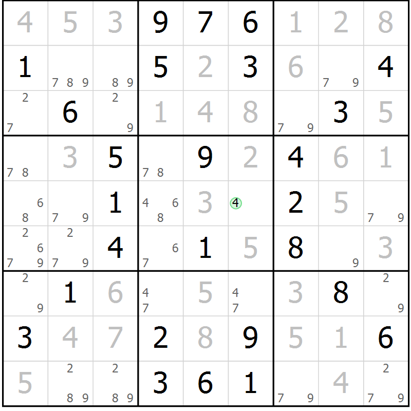 Position des candidats pour la solution de la Gr 58 page 61 du magazine de sudoku Virtuose n° 111