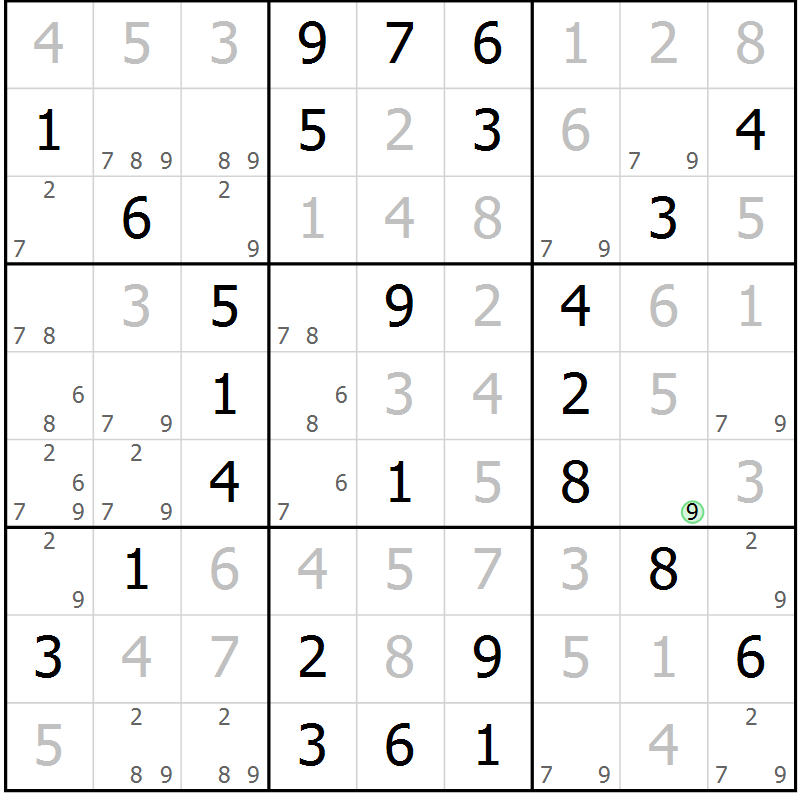 Position des candidats pour la solution de la Gr 58 page 61 du magazine de sudoku Virtuose n° 111