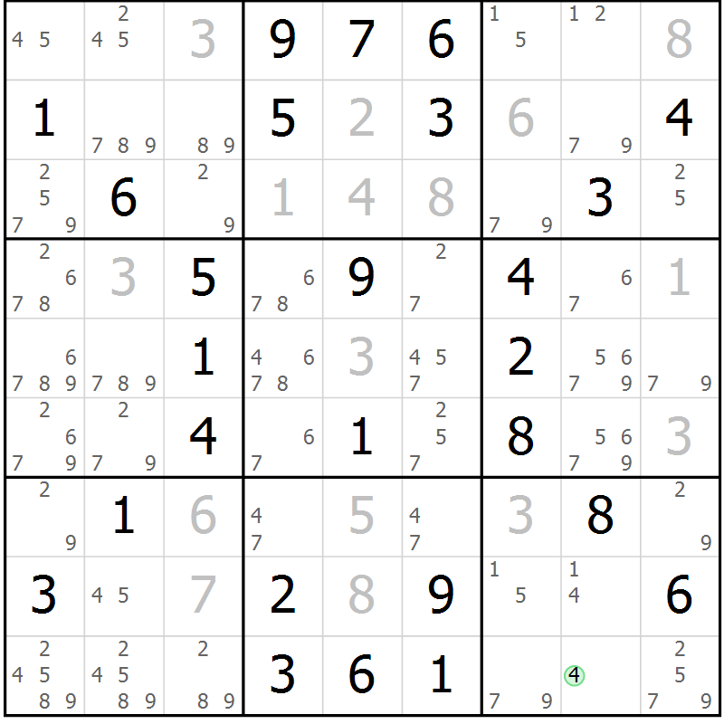 Position des candidats pour la solution de la Gr 58 page 61 du magazine de sudoku Virtuose n° 111