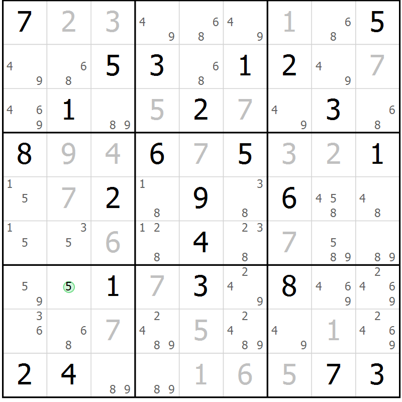 Position des candidats pour la solution de la Gr 59 page 62 du magazine de sudoku Virtuose n° 111