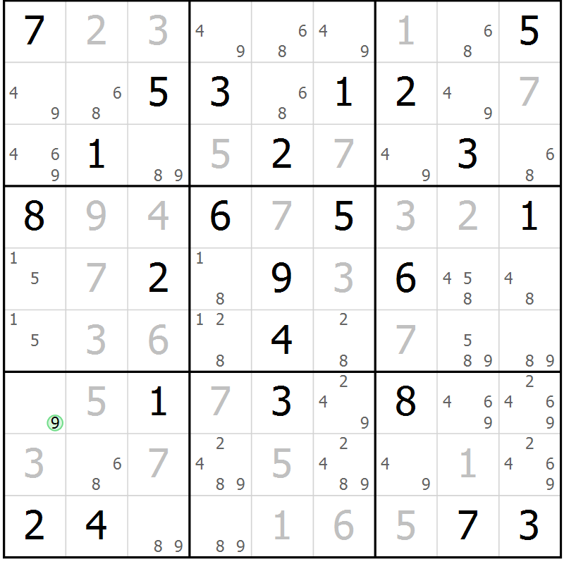 Position des candidats pour la solution de la Gr 59 page 62 du magazine de sudoku Virtuose n° 111