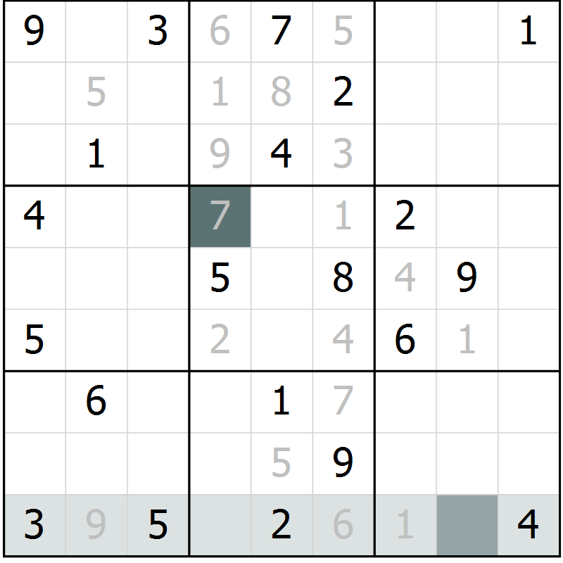 Position des candidats pour la solution de la Gr 6 page 9 du magazine de sudoku Virtuose n° 111