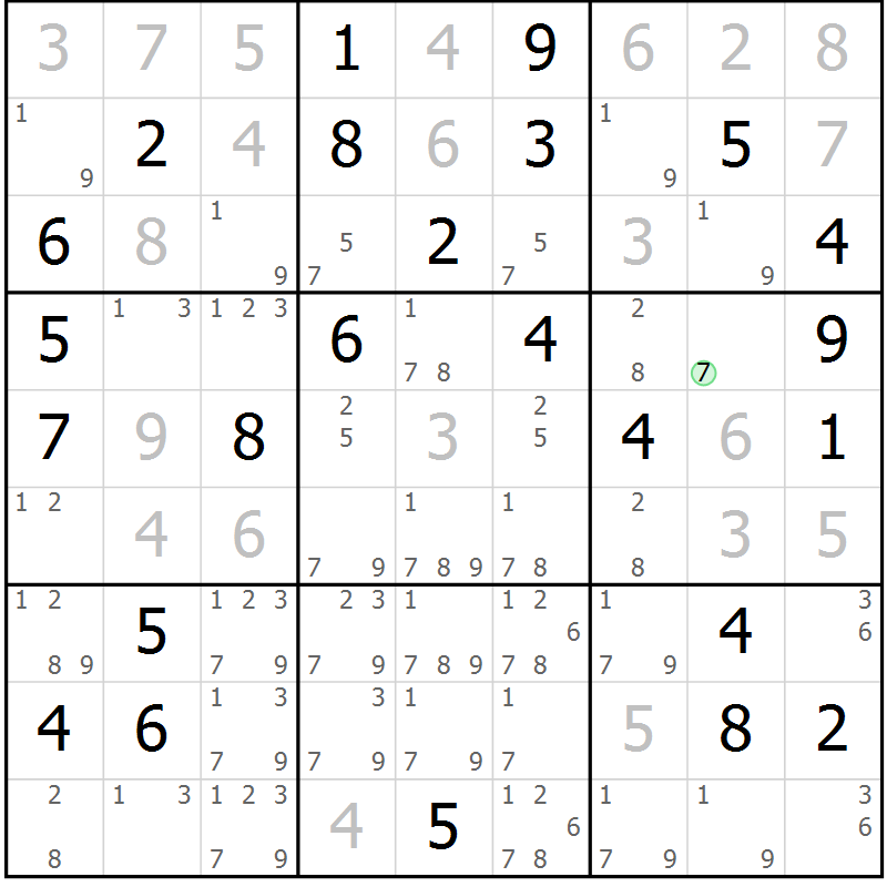 Position des candidats pour la solution de la Gr 60 page 63 du magazine de sudoku Virtuose n° 111