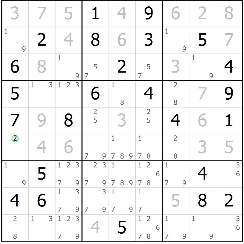 Position des candidats pour la solution de la Gr 60 page 63 du magazine de sudoku Virtuose n° 111