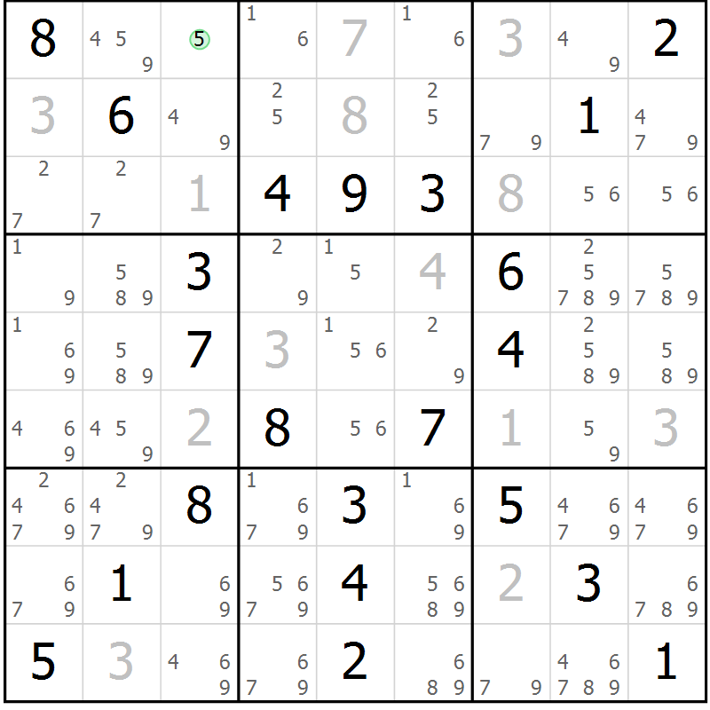 Position des candidats pour la solution de la Gr 62 page 65 du magazine de sudoku Virtuose n° 111
