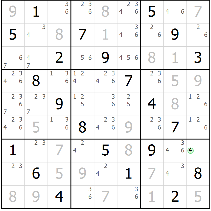 Position des candidats pour la solution de la Gr 63 page 66 du magazine de sudoku Virtuose n° 111